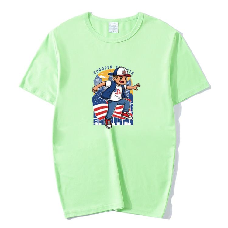 Boy Printed Round Neck Modal Short Sleeve T-shirt Print On Your Demand, XXXXL, POD T-Shirt, XXXXXL XXXXL Mint Green
