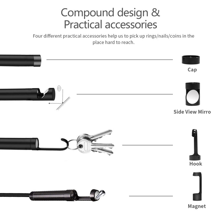 8mm 1080P IP68 Waterproof 4.3 inch Screen Dual Camera Digital Endoscope, 5m, 2m – Waterproof