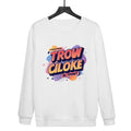 Orange Alphabet Printed Casual Loose Round Neck Sweatshirt Print On Your Demand, XS, S, M, L, XL, XXL, XXXL XS White