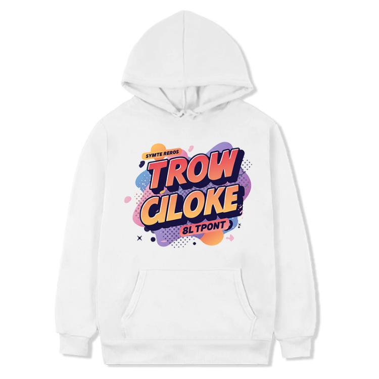 Orange Alphabet Printed Fleece Hooded Sweatshirt Print On Your Demand, XS, S, M, L, XL, XXL, XXXL – Durable Build, Easy to Use XS White