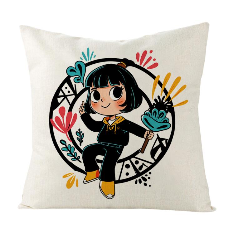 Girl Printed Sofa Pillow Case No Core Print On Your Demand, 35x35cm, 40x40cm, 45x45cm – Durable Build, Easy to Use 40x40cm White Linen