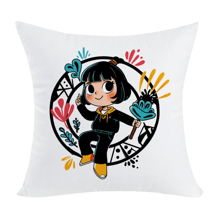 Girl Printed Sofa Pillow Case No Core Print On Your Demand, 50x50cm, 60x60cm 50x50cm Short Plush