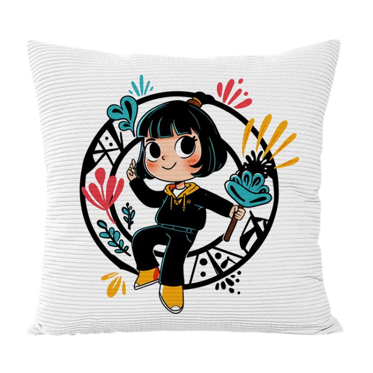Girl Printed Sofa Pillow Case No Core Print On Your Demand, 50x50cm, 60x60cm – Durable Build, Easy to Use 60x60cm Twill Granular Velvet