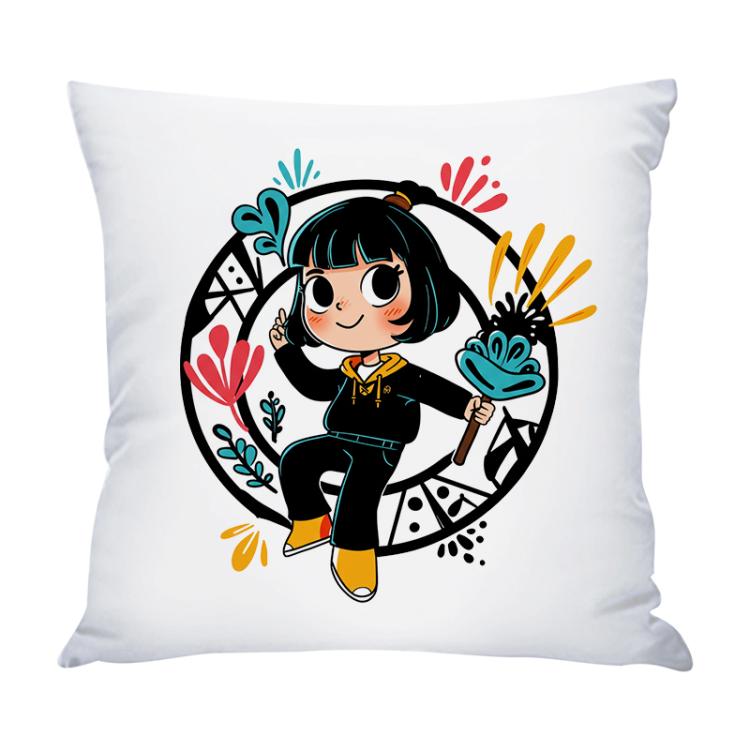 Girl Printed Sofa Pillow Case No Core Print On Your Demand, 50x50cm, 60x60cm – Durable Build, Easy to Use 60x60cm Bright Satin