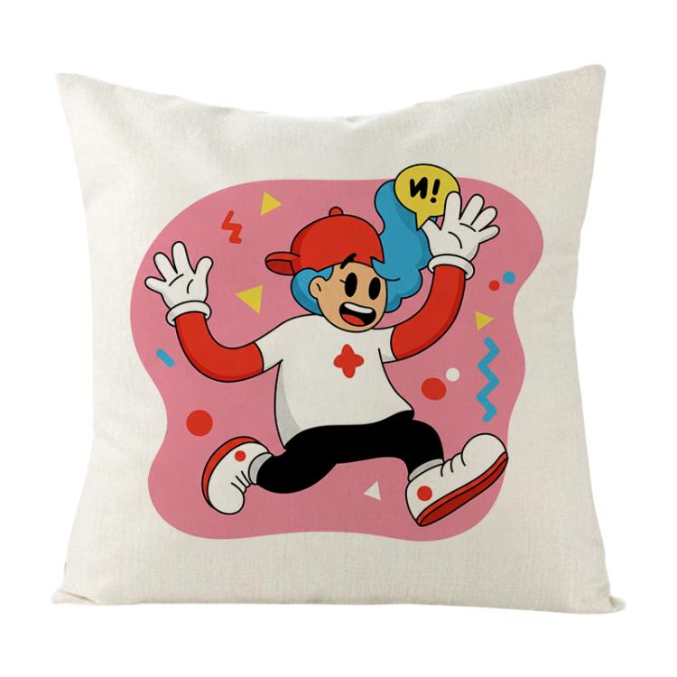 Pink Boy Printed Sofa Pillow Case No Core Print On Your Demand, 35x35cm, 40x40cm, 45x45cm – Durable Build, Easy to Use 45x45cm White Linen