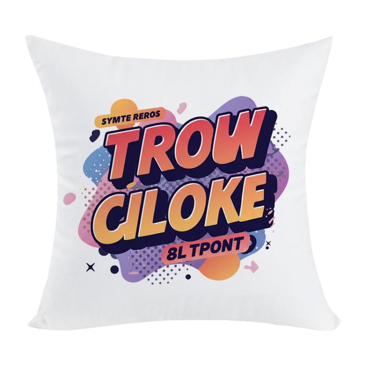 Orange Alphabet Printed Sofa Pillow Case No Core Print On Your Demand, 35x35cm, 40x40cm, 45x45cm 35x35cm Short Plush