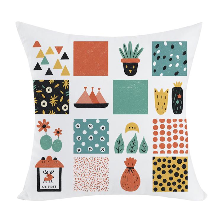 Grid Printed Sofa Pillow Case No Core Print On Your Demand, 35x35cm, 40x40cm, 45x45cm – Durable Build, Easy to Use 35x35cm Short Plush