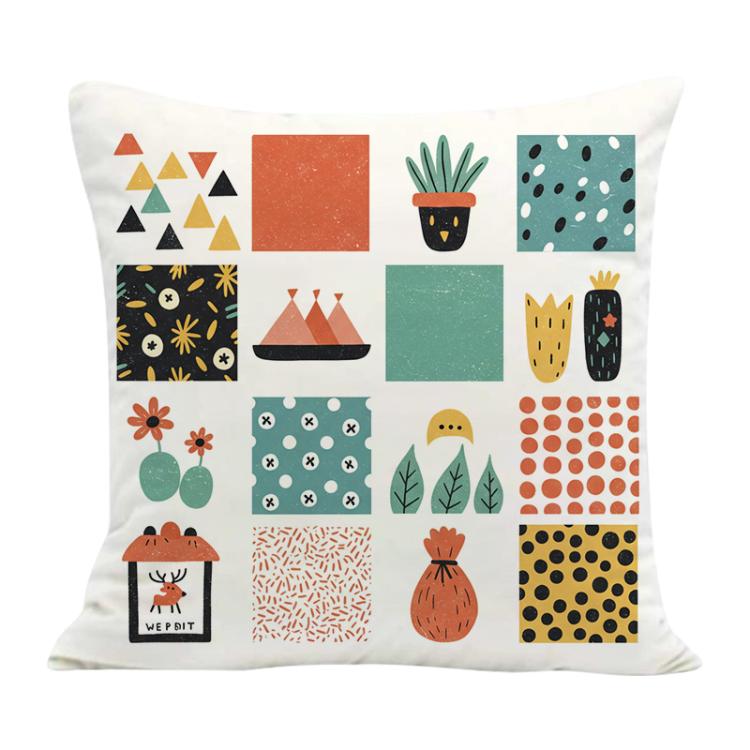 Grid Printed Sofa Pillow Case No Core Print On Your Demand, 35x35cm, 40x40cm, 45x45cm – Durable Build, Easy to Use 35x35cm Dutch Velvet
