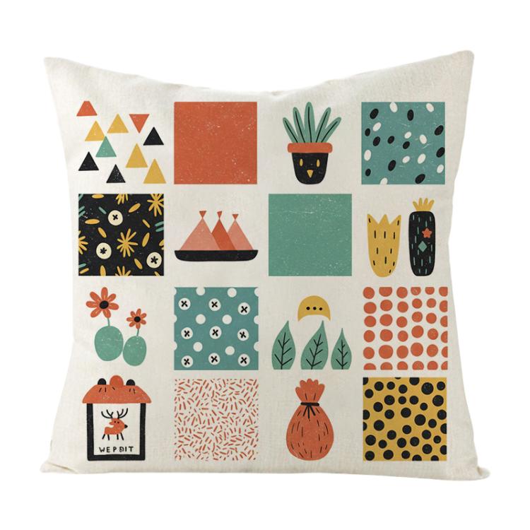 Grid Printed Sofa Pillow Case No Core Print On Your Demand, 35x35cm, 40x40cm, 45x45cm – Durable Build, Easy to Use 35x35cm White Linen