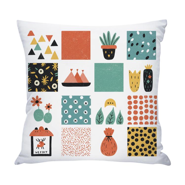Grid Printed Sofa Pillow Case No Core Print On Your Demand, 35x35cm, 40x40cm, 45x45cm – Durable Build, Easy to Use 35x35cm Bright Satin
