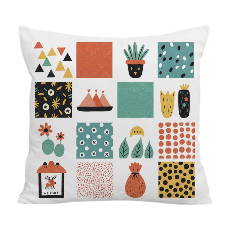 Grid Printed Sofa Pillow Case No Core Print On Your Demand, 35x35cm, 40x40cm, 45x45cm – Durable Build, Easy to Use 45x45cm Crystal Velvet