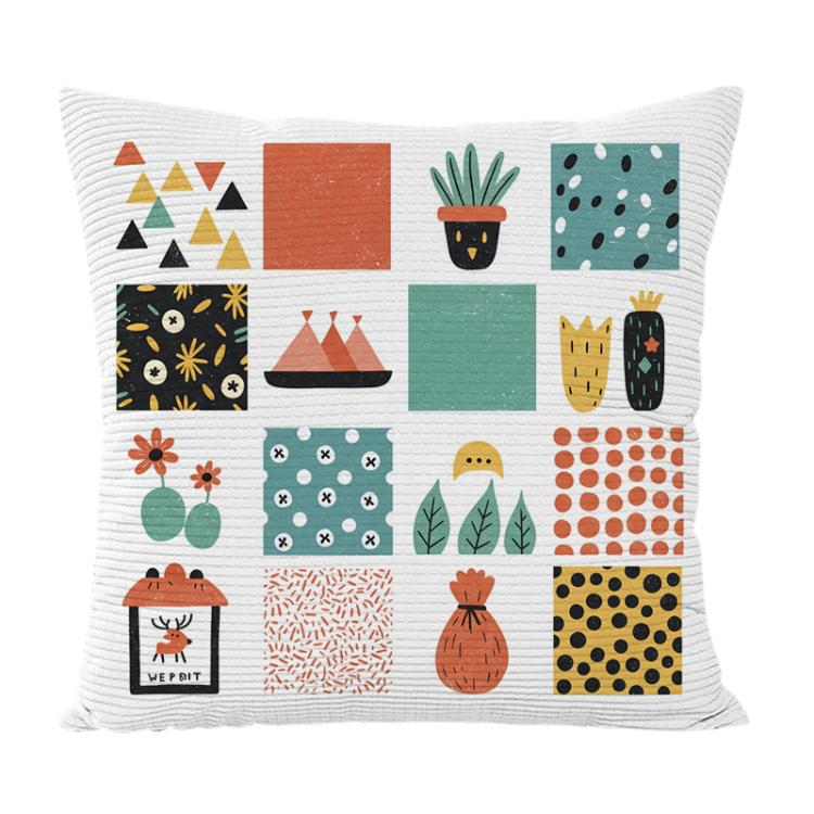 Grid Printed Sofa Pillow Case No Core Print On Your Demand, 50x50cm, 60x60cm – Durable Build, Easy to Use 50x50cm Twill Granular Velvet