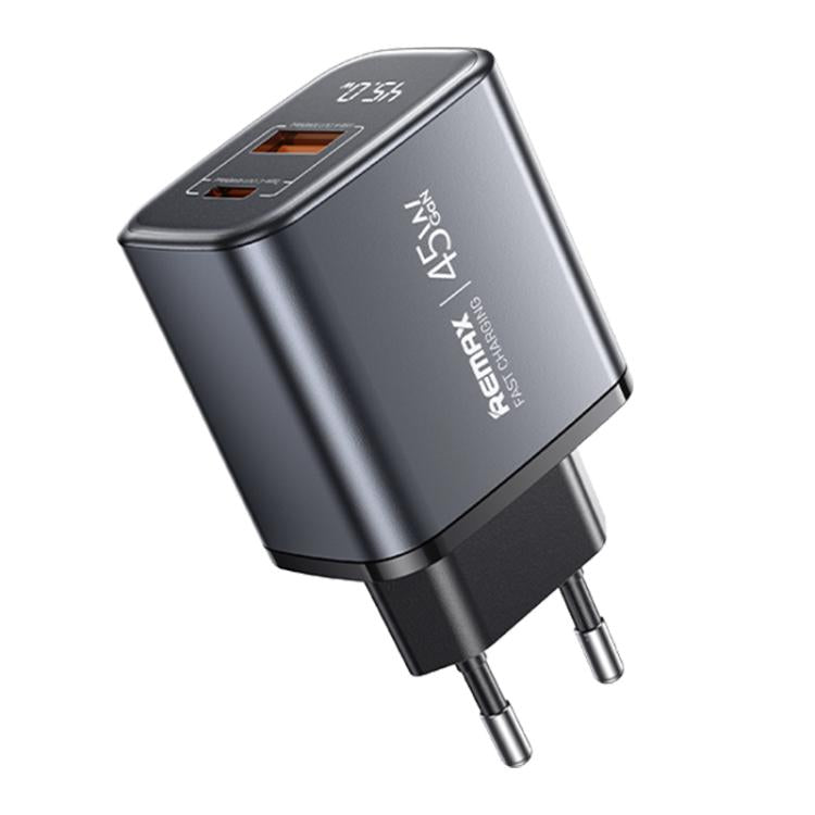 REMAX U2-AC 45W USB and Type-C GaN Digital Display Fast Charger, EU Plug, UK Plug EU Plug