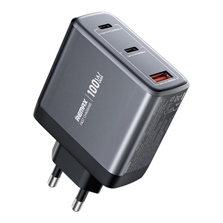 REMAX U2-AC 100W USB and Dual Type-C GaN Digital Display Fast Charger, EU Plug EU Plug