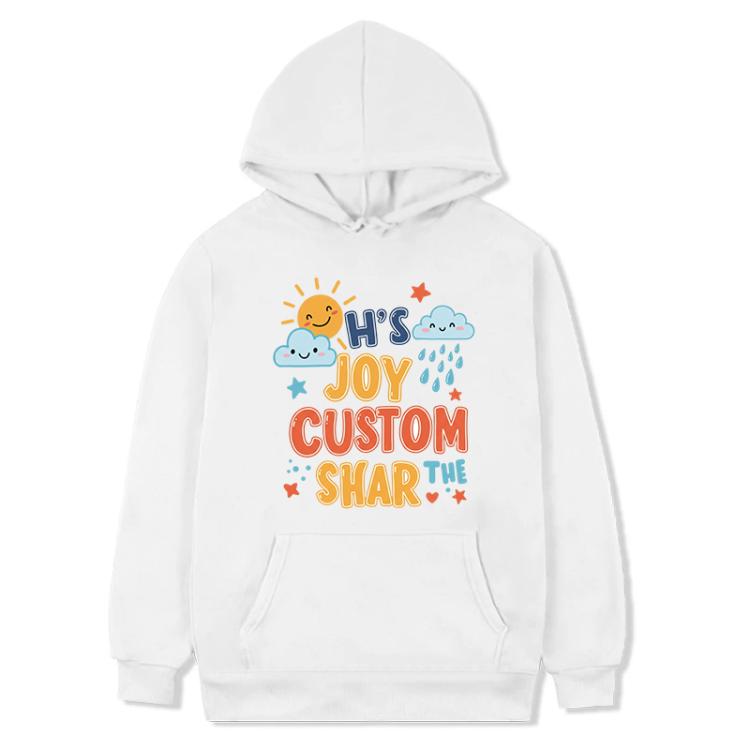JOY CUSTOM Printed Fleece Hooded Sweatshirt Print On Your Demand, XS, S, M, L, XL, XXL, XXXL XS White