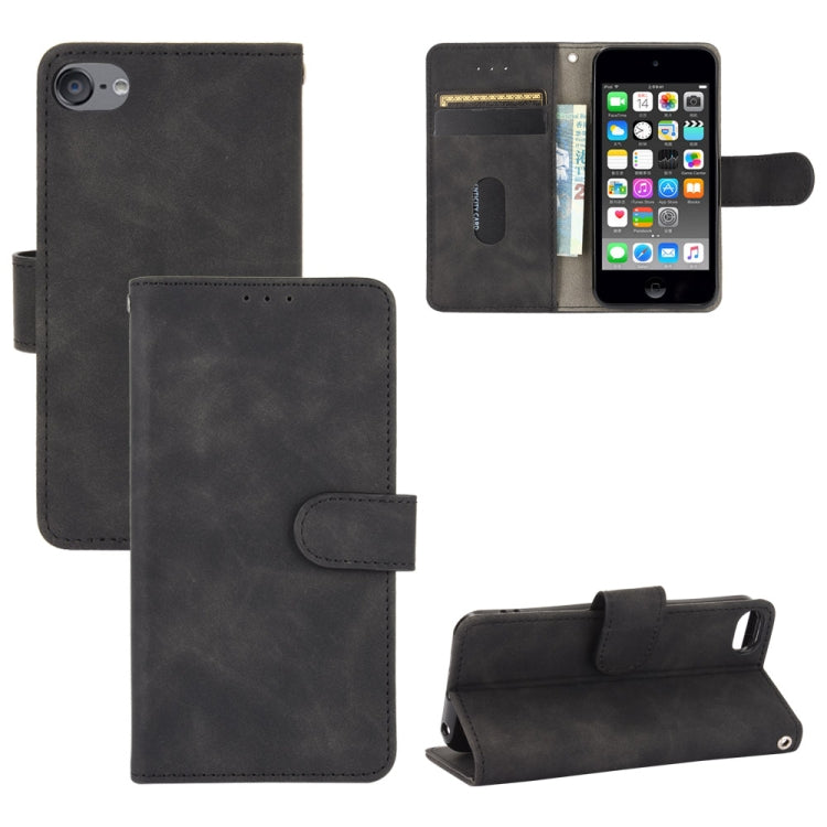 Solid Color Skin Feel Magnetic Buckle Horizontal Flip Calf Texture PU Leather Case with Holder & Card Slots & Wallet, For iPod Touch 6 & 5 For iPod Touch 6 & 5 Black