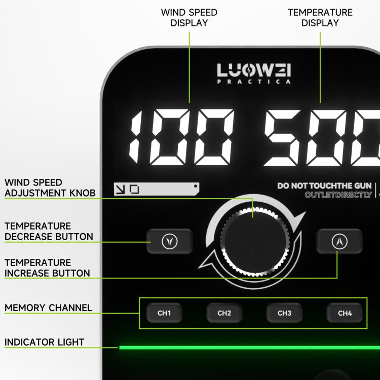 LUOWEI HG-01 800W Intelligent Digital Hot Air Gun BGA Desoldering Rework Station, HG-01 US Plug