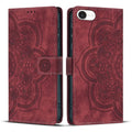 Mandala Embossed Retro Frosted Leather Phone Case, For iPhone 17e / 16e, For iPhone 17 Pro Max, For iPhone 17 Pro, For iPhone 17 For iPhone 17e 16e Red