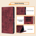 Mandala Embossed Retro Frosted Leather Phone Case, For iPhone 17e / 16e, For iPhone 17 Pro Max, For iPhone 17 Pro, For iPhone 17