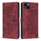 Mandala Embossed Retro Frosted Leather Phone Case, For iPhone 12 mini / 13 mini, For iPhone 12 / 12 Pro, For iPhone 12 Pro Max, For iPhone 11 Pro Max For iPhone 12 mini 13 mini Red