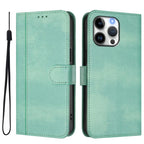 Line Splicing Buckle Retro Leather Phone Case, For iPhone 16 Pro, For iPhone 16 Plus, For iPhone 16
