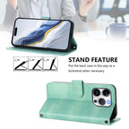 Line Splicing Buckle Retro Leather Phone Case, For iPhone 15 Pro Max, For iPhone 15 Pro, For iPhone 15 Plus