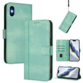Line Splicing Buckle Retro Leather Phone Case, For iPhone X / XS, For iPhone XR, For iPhone XS Max For iPhone X XS Mint Green