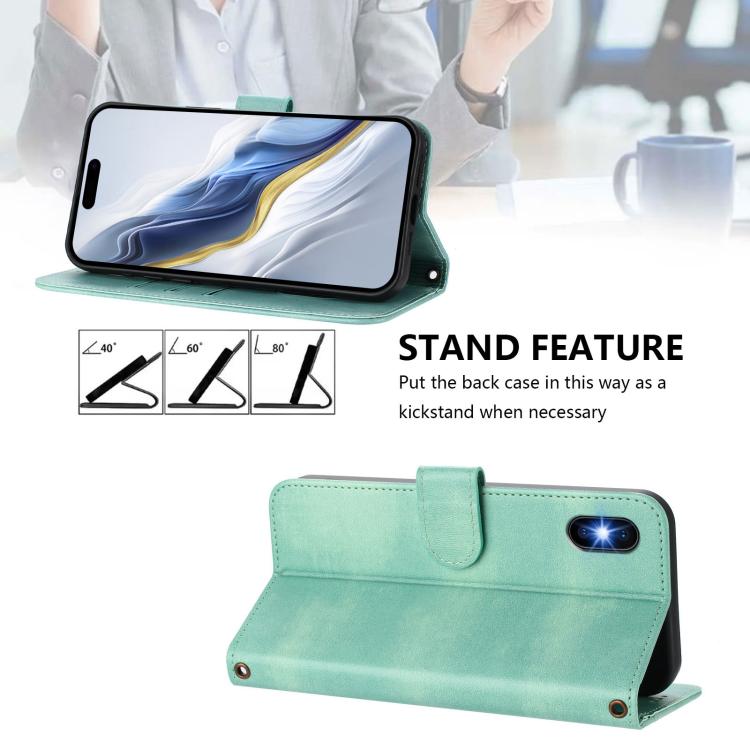 Line Splicing Buckle Retro Leather Phone Case, For iPhone X / XS, For iPhone XR, For iPhone XS Max