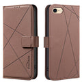 Geometric Pattern RFID Leather Phone Case, For iPhone 6 / 7 / 8 / SE, For iPhone 13 Pro Max, For iPhone 13 Pro, For iPhone 12 / 12 Pro For iPhone 6 7 8 SE Brown