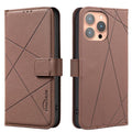 Geometric Pattern RFID Leather Phone Case, For iPhone 12 Pro Max, For iPhone 11 Pro Max, For iPhone 11, For iPhone 11 Pro For iPhone 12 Pro Max Brown