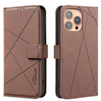 Geometric Pattern RFID Leather Phone Case, For iPhone 12 Pro Max, For iPhone 11 Pro Max, For iPhone 11, For iPhone 11 Pro For iPhone 12 Pro Max Brown