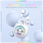 ONIKUMA T302 RGB Cute Unique Doll BT 5.4 Wireless Earphones, White, Pink