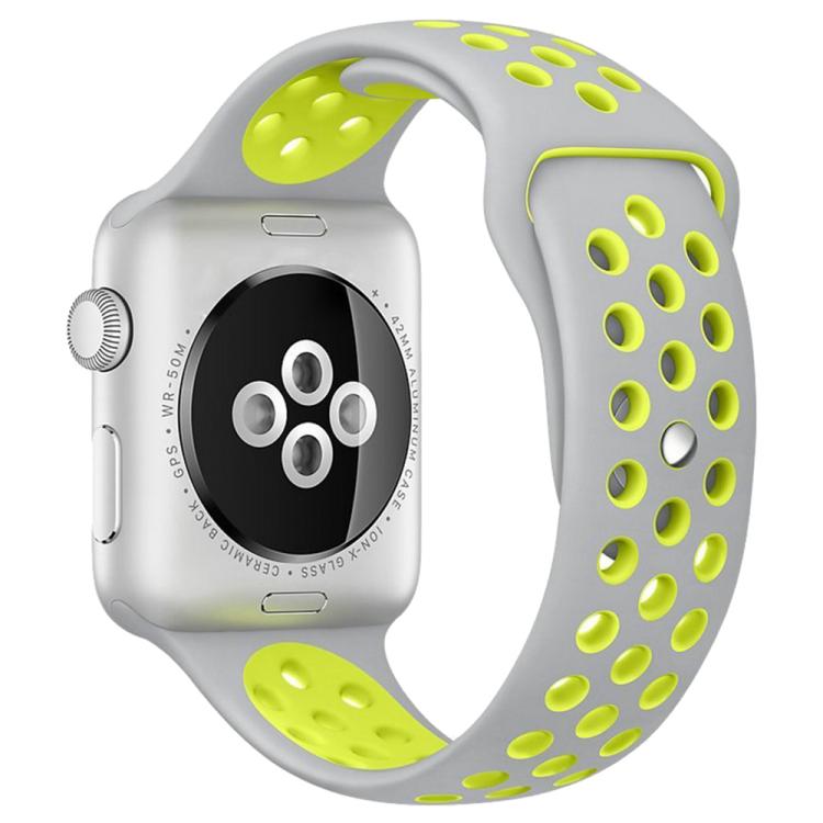 xDfind Two Color Silicone Sports Watch Band, For Apple Watch 46mm / 49mm / 45mm / 44mm, For Apple Watch 42mm / 41mm / 40mm / 38mm For Apple Watch 46mm 49mm 45mm 44mm Grey Yellow