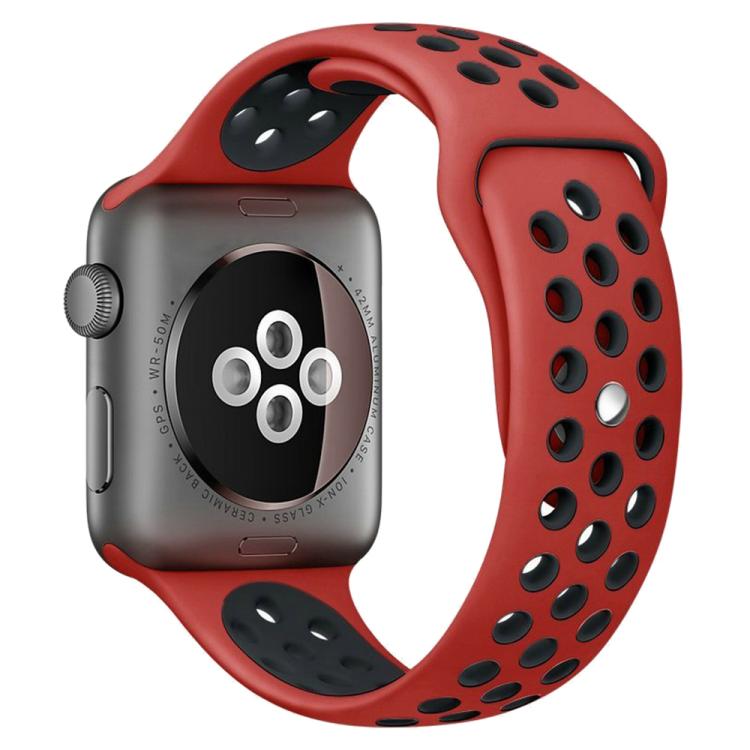 xDfind Two Color Silicone Sports Watch Band, For Apple Watch 46mm / 49mm / 45mm / 44mm, For Apple Watch 42mm / 41mm / 40mm / 38mm For Apple Watch 46mm 49mm 45mm 44mm Red Black