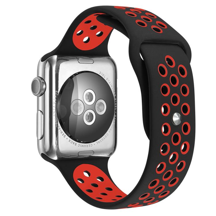 xDfind Two Color Silicone Sports Watch Band, For Apple Watch 46mm / 49mm / 45mm / 44mm, For Apple Watch 42mm / 41mm / 40mm / 38mm For Apple Watch 42mm 41mm 40mm 38mm Black Red