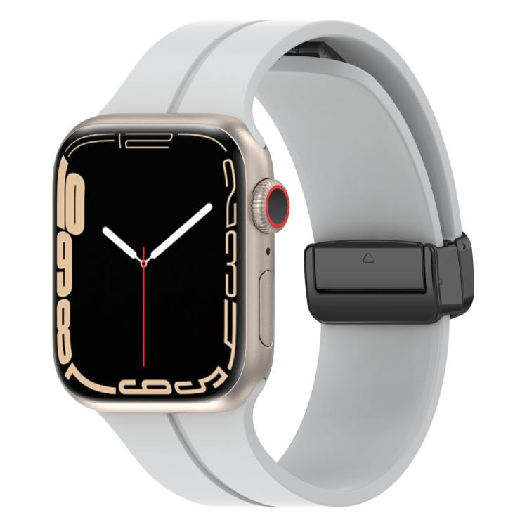 Watch Band – Silicone, Magnetic (46mm) For Apple Watch 46mm 49mm 45mm 44mm Light Grey