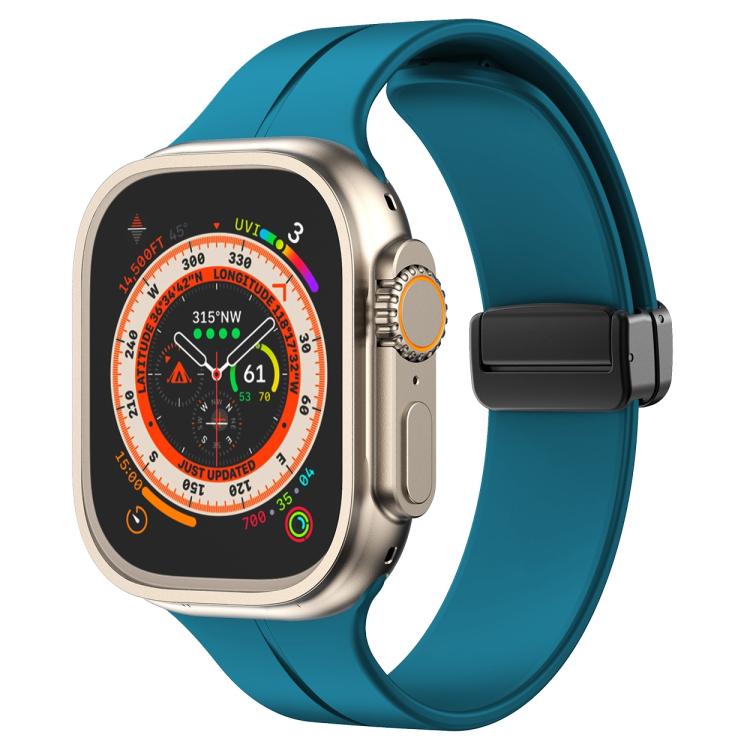 Watch Band – Silicone, Magnetic (46mm) For Apple Watch 46mm 49mm 45mm 44mm Cyan