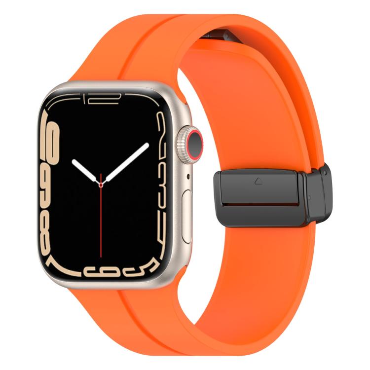 Watch Band – Silicone, Magnetic (46mm) For Apple Watch 42mm 41mm 40mm 38mm Orange