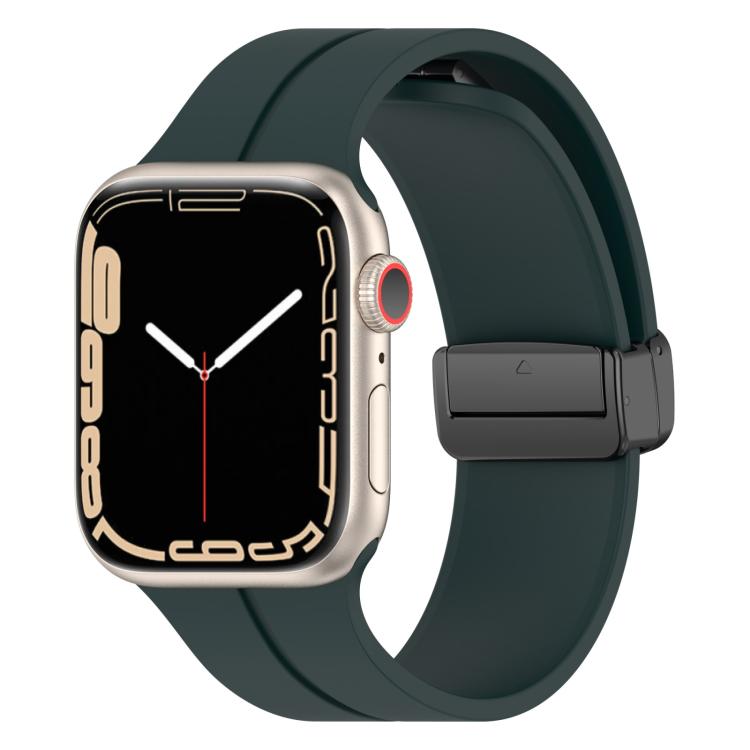 Watch Band – Silicone, Magnetic (46mm) For Apple Watch 42mm 41mm 40mm 38mm Pine Green