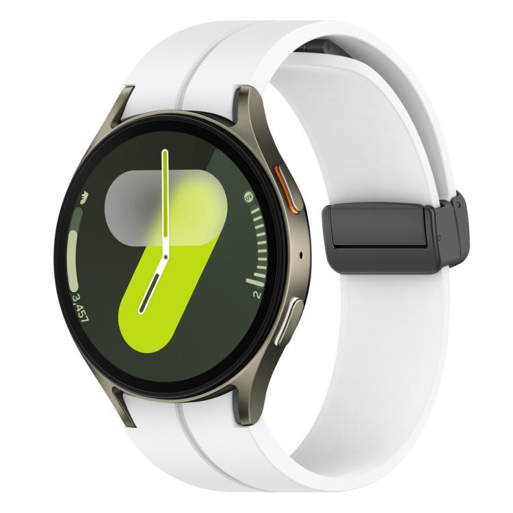 Watch Band – Silicone, Magnetic (Black) #2 For Samsung Galaxy Watch7 FE 6 5 4 White