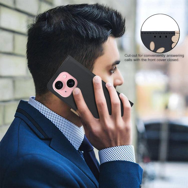Splicing Color Hollow Flower Pattern RFID Leather Phone Case, For iPhone 15, For iPhone 13 / 14, For iPhone 14 Pro, For iPhone 14 Pro Max