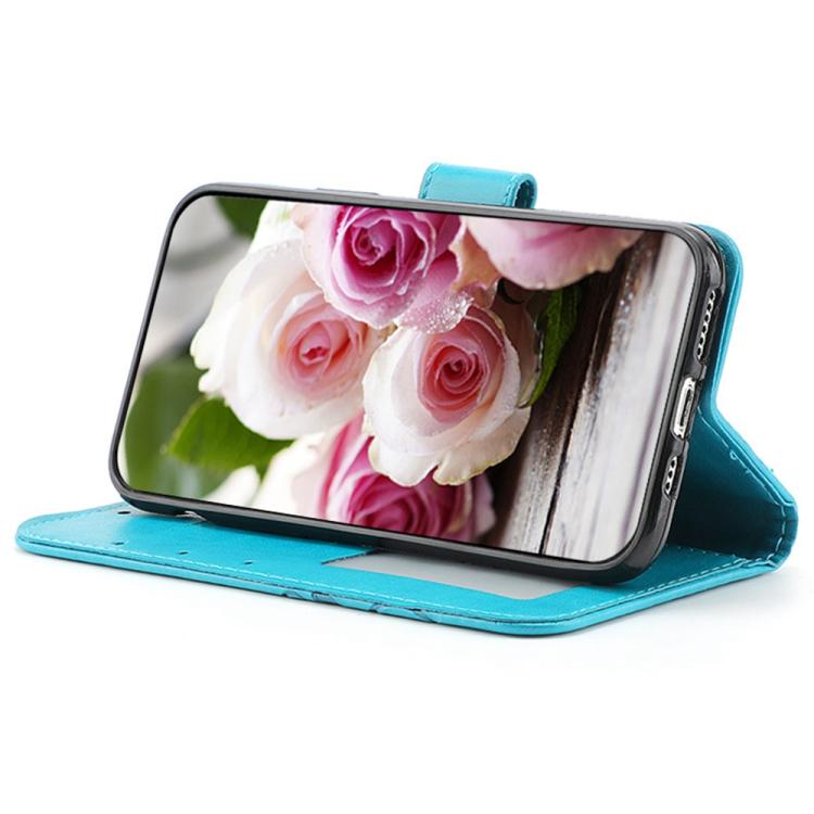 Rose Butterfly Embossed Leather Phone Case – Card Slot, Kickstand, Leather, For iPhone 17e / 16e, For iPhone 17 Pro Max, For iPhone 17 Pro, For iPhone 17