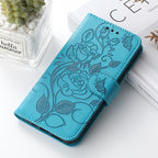 Rose Butterfly Embossed Leather Phone Case – Card Slot, Kickstand, Leather, For iPhone 17e / 16e, For iPhone 17 Pro Max, For iPhone 17 Pro, For iPhone 17