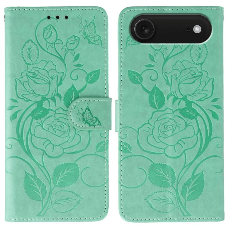 Rose Butterfly Embossed Leather Phone Case – Card Slot, Kickstand, Leather, For iPhone Air For iPhone Air Green