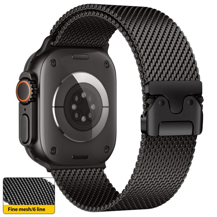 xDfind Umbrella Buckle Fine Mesh Milanese Stainless Steel Watch Band, For Apple Watch 46mm / 49mm / 45mm / 44mm Fine Mesh, For Apple Watch 42mm / 41mm / 40mm / 38mm Fine Mesh For Apple Watch 46mm 49mm 45mm 44mm Fine Mesh Black