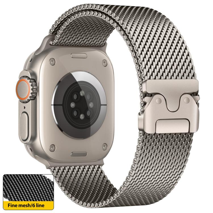 xDfind Umbrella Buckle Fine Mesh Milanese Stainless Steel Watch Band, For Apple Watch 46mm / 49mm / 45mm / 44mm Fine Mesh, For Apple Watch 42mm / 41mm / 40mm / 38mm Fine Mesh For Apple Watch 46mm 49mm 45mm 44mm Fine Mesh Titanium Color