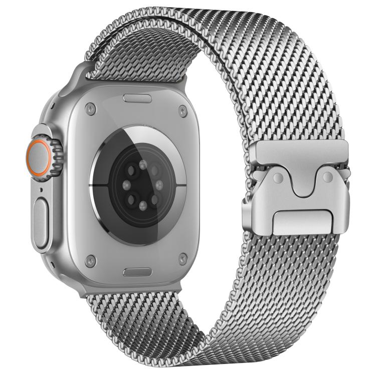 xDfind Umbrella Buckle Fine Mesh Milanese Stainless Steel Watch Band, For Apple Watch 46mm / 49mm / 45mm / 44mm Fine Mesh, For Apple Watch 42mm / 41mm / 40mm / 38mm Fine Mesh For Apple Watch 42mm 41mm 40mm 38mm Fine Mesh Silver