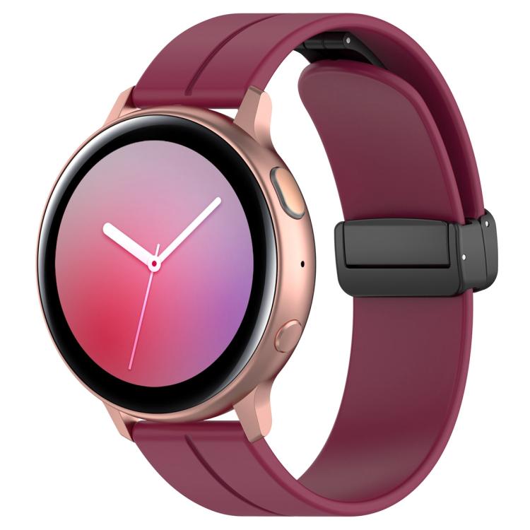 Watch Band – Silicone (Black) 20mm Wine Red