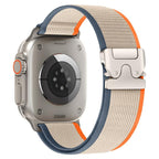 xDfind Titanium Buckle Snap Button Loop Nylon Watch Band, For Apple Watch 46mm / 49mm / 45mm / 44mm, For Apple Watch 42mm / 41mm / 40mm / 38mm For Apple Watch 46mm 49mm 45mm 44mm Orange Beige