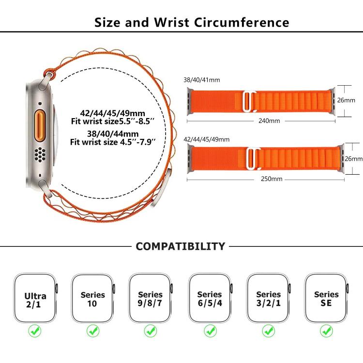 xDfind Aline Nylon Loop Watch Band, For Apple Watch 46mm / 49mm / 45mm / 44mm, For Apple Watch 42mm / 41mm / 40mm / 38mm